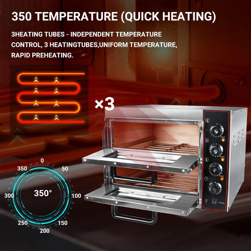 Frozen Pizza ZXMT Commercial Pizza Oven Double Oven 1700W 16
